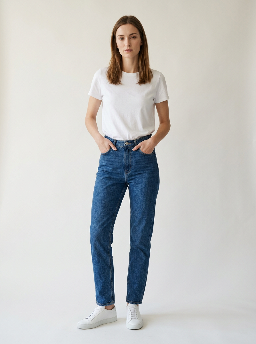 Denim & white tee